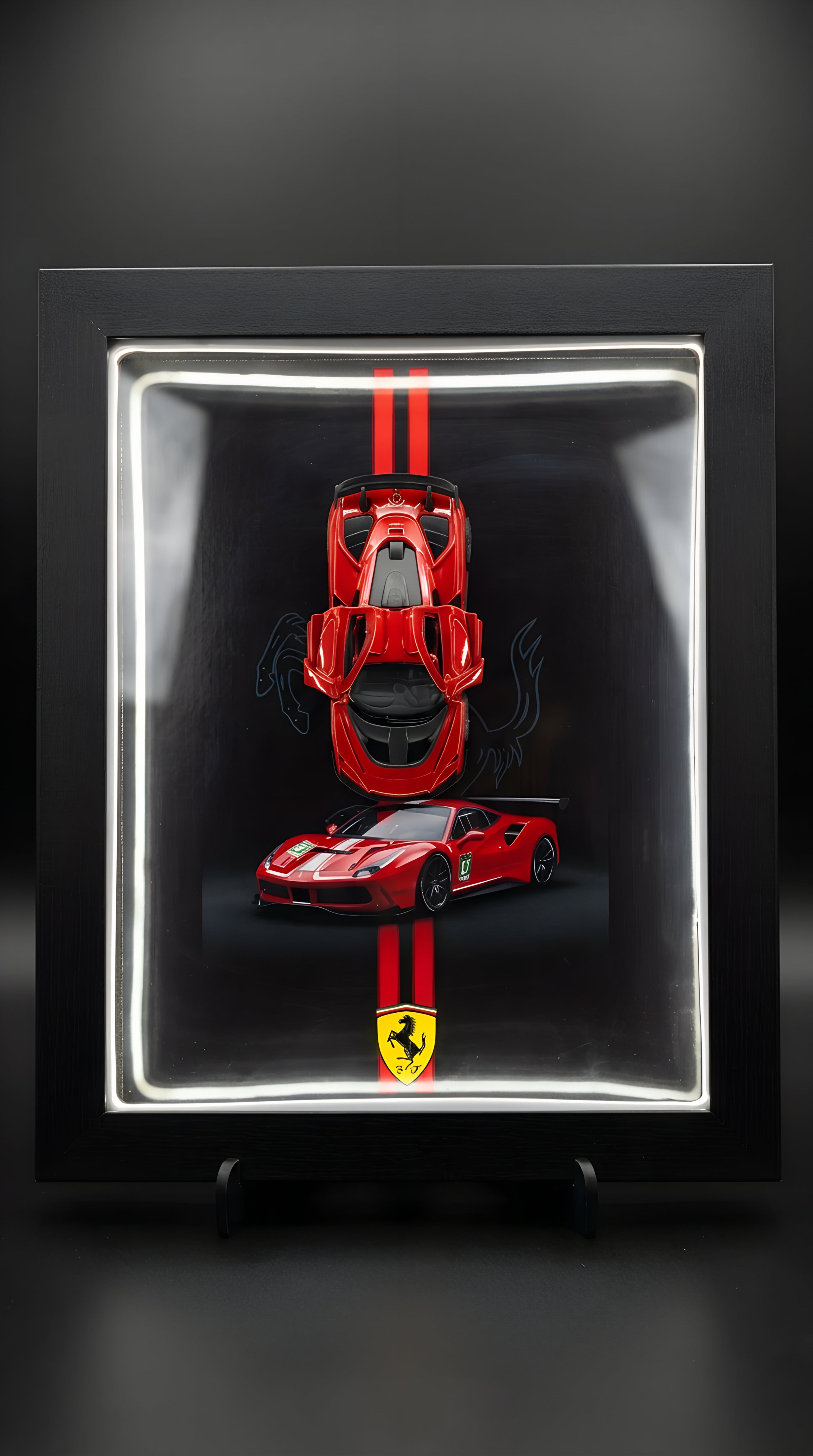 Ferrari 3D LED Car Frame | Premium Floating Wall Art with Ambient LED Glow | Luxury Automotive Decor